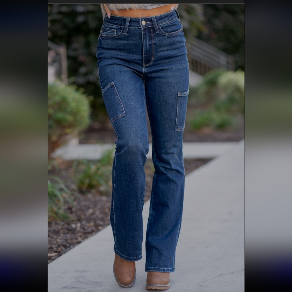 Judy Blue High Waist Cargo Bootcut Denim Jeans